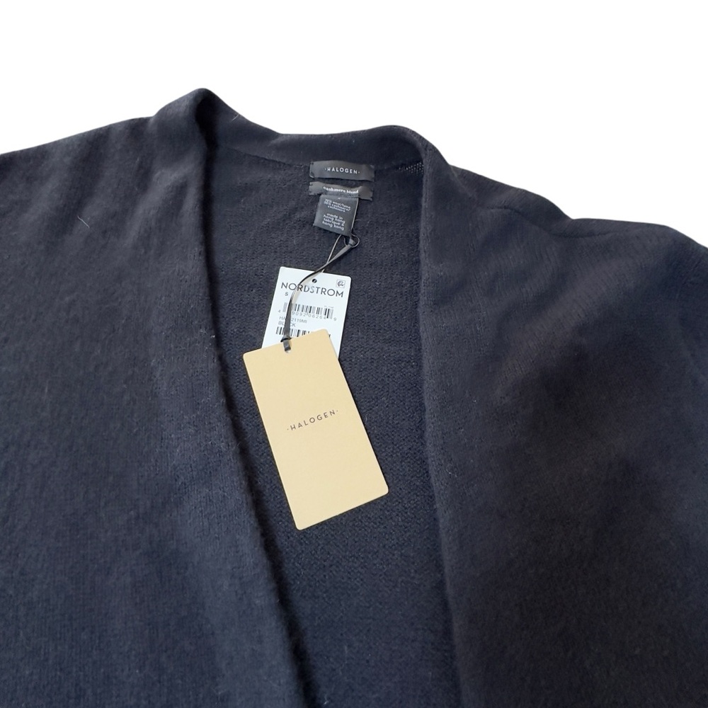 Halogen Wool & Cashmere Long Cardigan Black Size Small - Picture 9 of 10